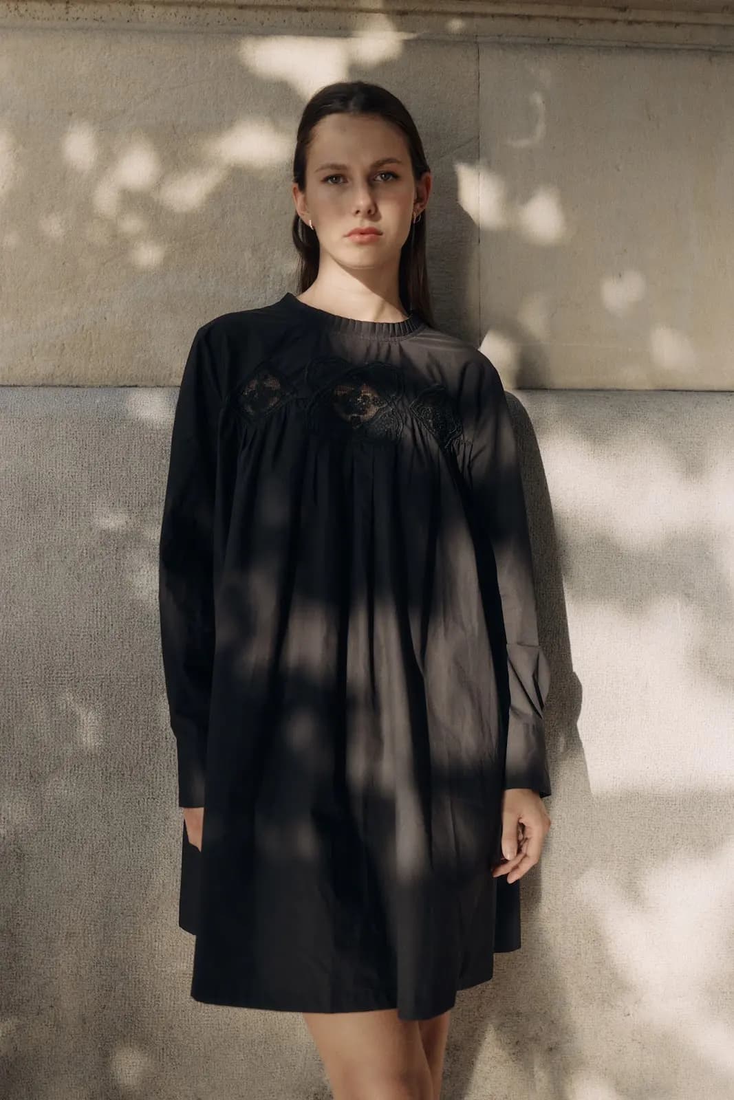 Vestido lino celeste — Detalle