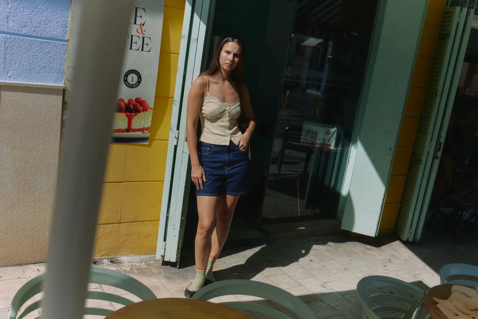 Musculosa crema de algodón — Tela