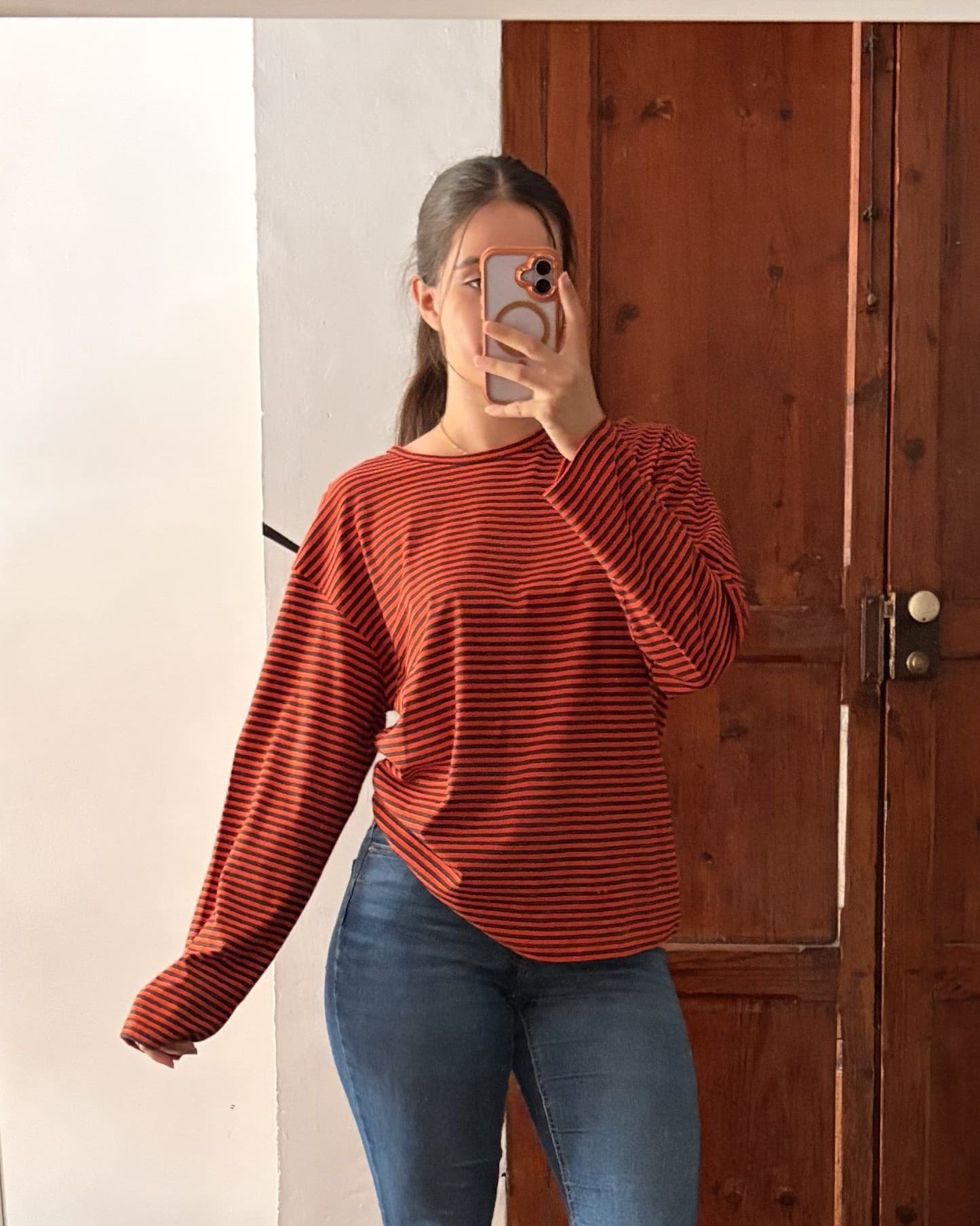 Camiseta manga larga a rayas — Tela