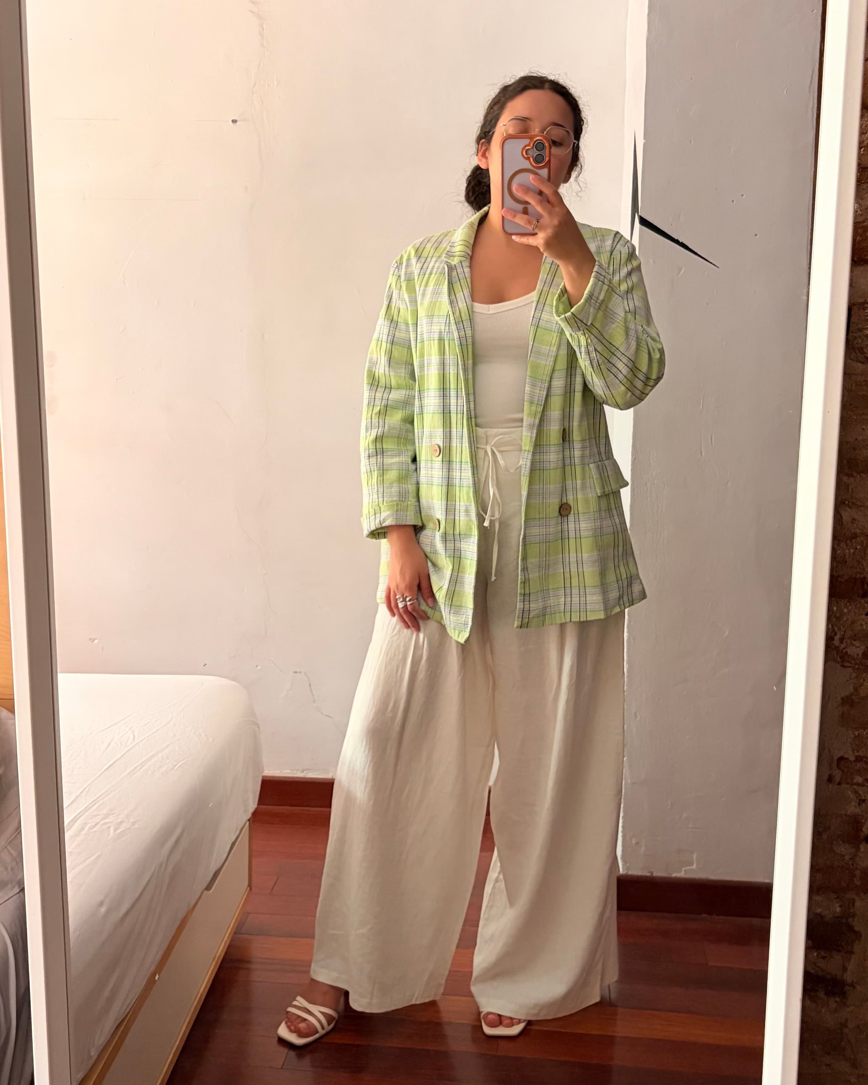 Blazer a cuadrillé lima — Tela
